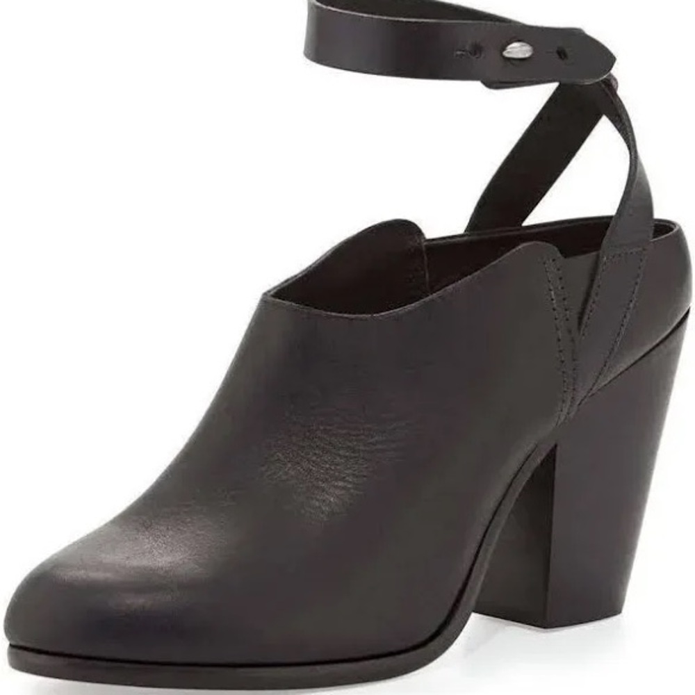Rag & Bone Black Kenny Leather Ankle Boots Size 38